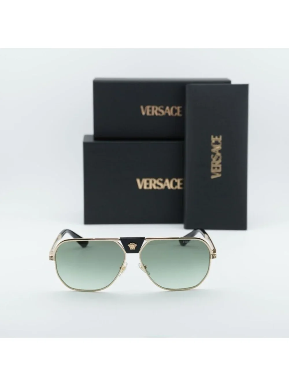 Versace VE2294 10028E Aviator Sunglasses – Gold / Green Gradient